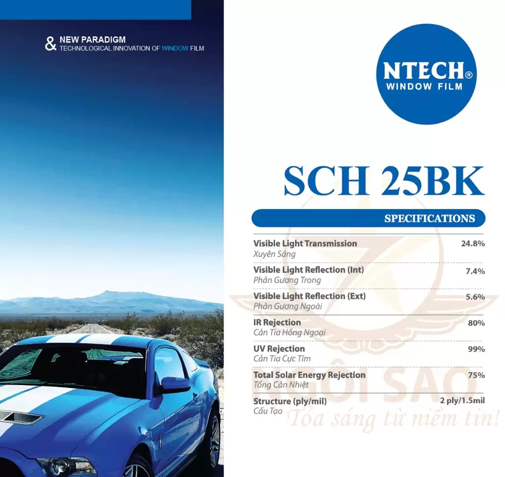 Thông số kỹ thuật phim cách nhiệt Ntech SCH 25BK