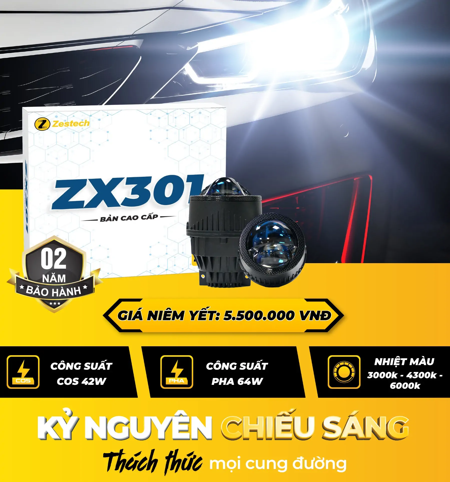 Giá Đèn bi gầm Zestech ZX301 - Bản cao cấp tại Minh Thành Auto