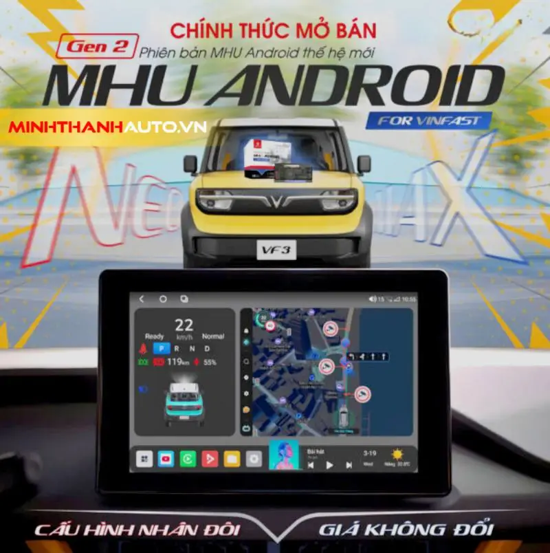 MHU Android Gen 2 Max Vinfast VF3 chính hãng tại Minh Thành Auto