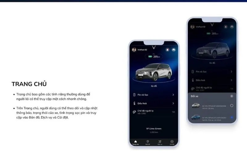 Kết nối Vinfast Limo Green với điện thoại