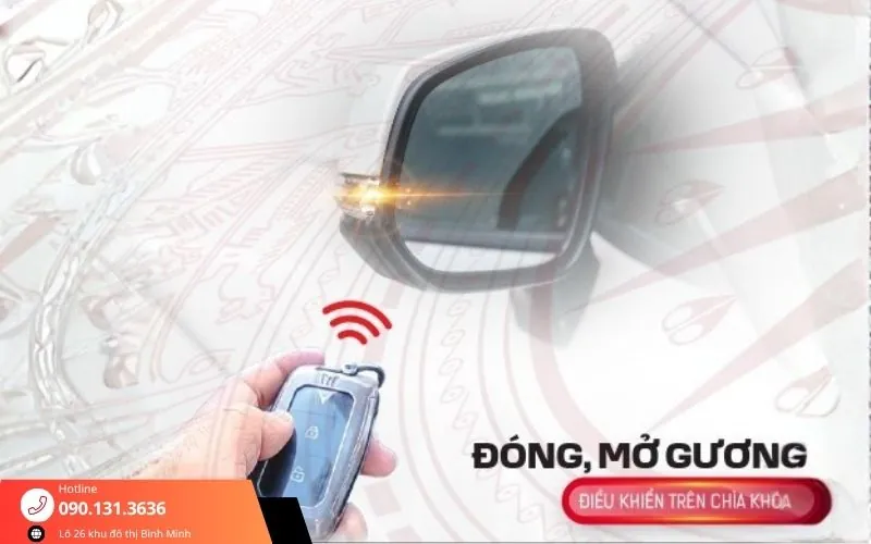 dong mo guong vinfast vf5 bang chia khoa Gương Gập Điện Vinfast VF5 đóng mở bằng remote Zin
