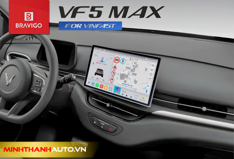 minh thanh auto canh bao toc do phat nguoi tren man hinh andorid vf5 Màn Hình Android Bravigo VF5 MAX đầy đủ các tính năng cảnh phạt nguội