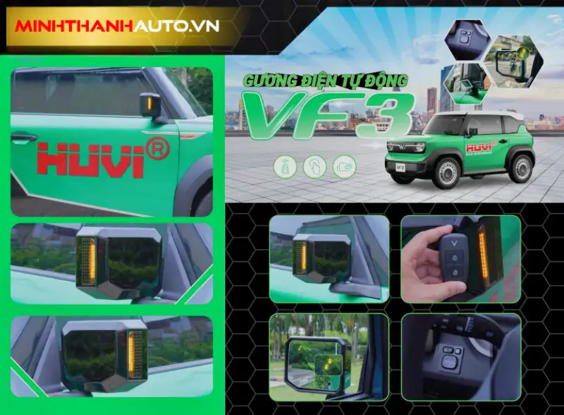 minh thanh auto gioi thieu guong dien huvi cho vinfast vf3 Gương Điện Vinfast VF3 HUVI lắp đặt chính hãng tại Thanh Hóa