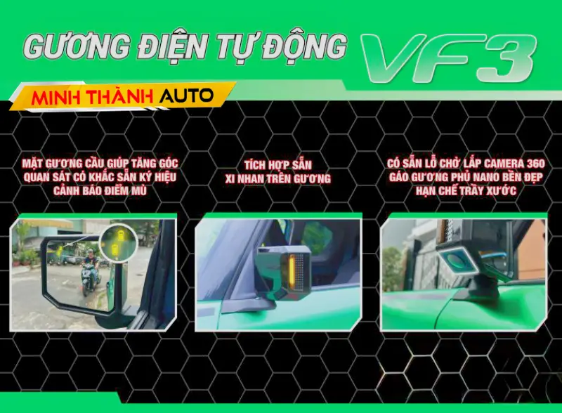 Minh Thanh Auto Thiet Ke Thong Minh Guong Dien Huvi Vinfast Vf3