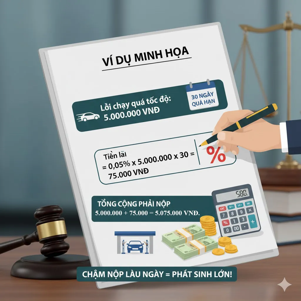 cong thuc tinh lai phat nguoi neu nop cham Ví dụ minh họa Cách tính Chậm Nộp Phạt Nguội Bị Tính Lãi Suất Bao Nhiêu
