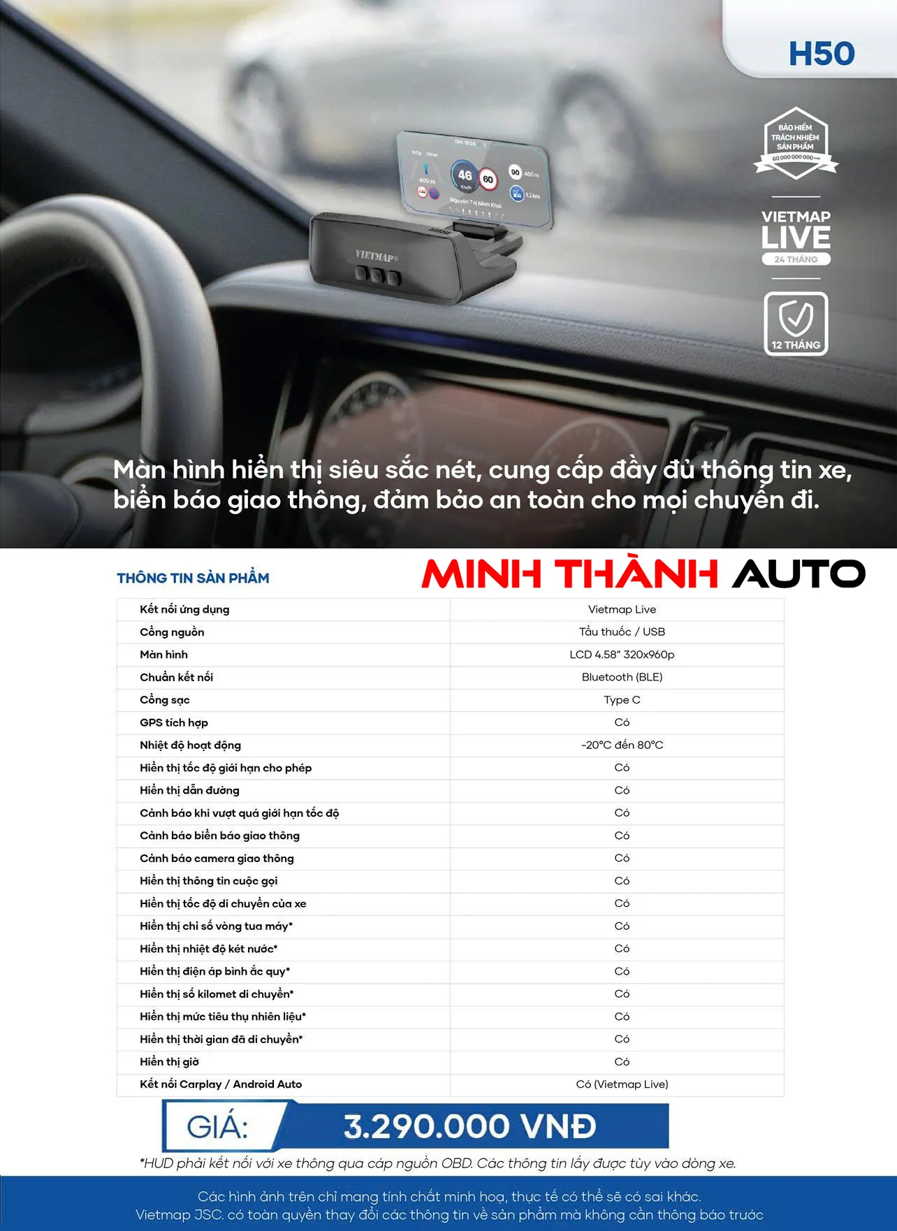 thong tin chi tiet san pham HUD Vietmap H50 Thong Tin Chi Tiet San Pham Hud Vietmap H50