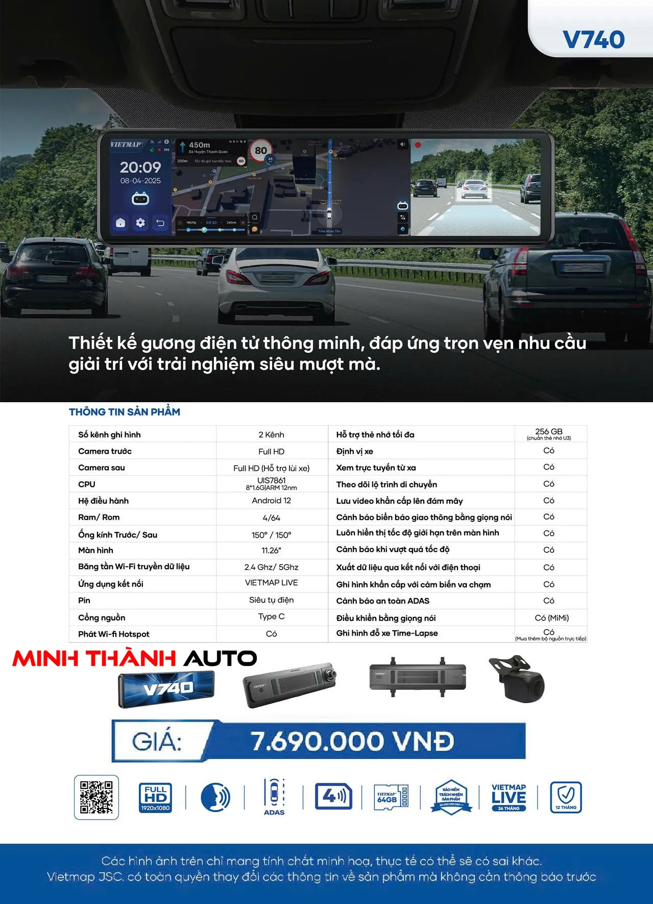 Thong Tin Va Gia San Pham Guong Dien Tu Vietmap V740