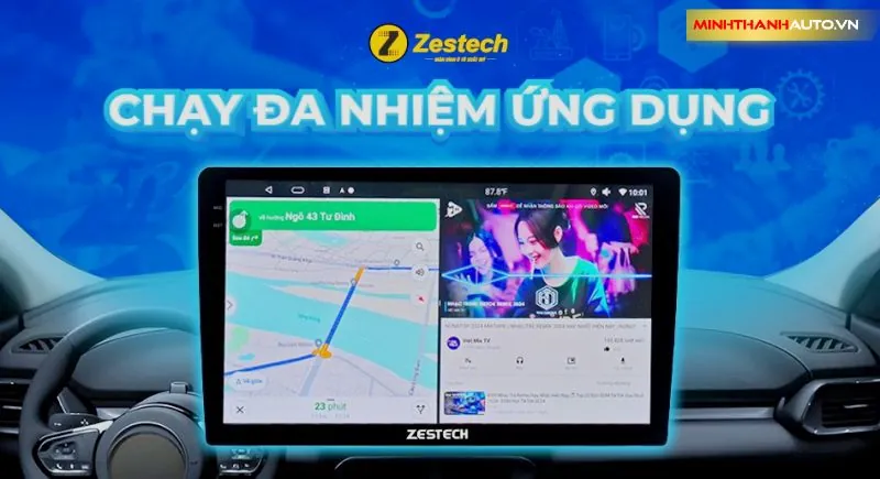 Minh Thanh Auto Man Hinh Andorid O To Zestech Zt100 Chay Da Nhiem Chia Doi Man Hinh