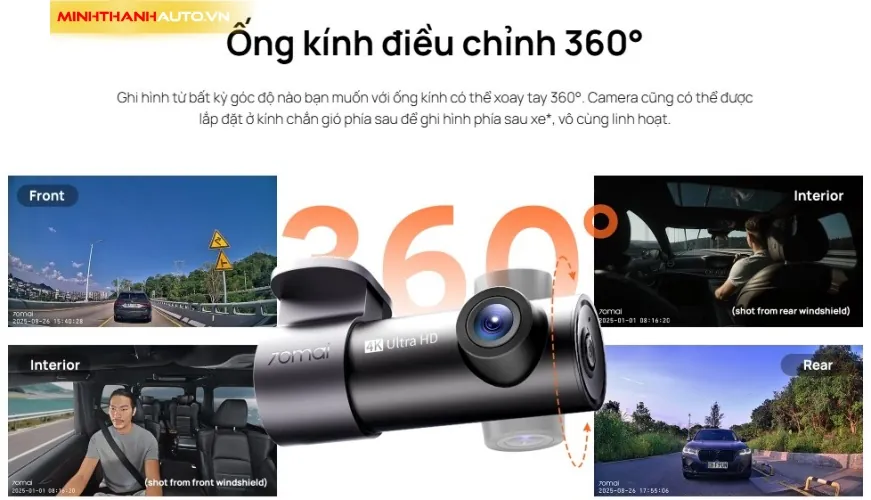 Minh Thanh Auto Ong Kinh Co The Dieu Chinh 360 Camera Hanh Trinh 70mai M310 Plus 4k Minh Thanh Auto Ong Kinh Co The Dieu Chinh 360 Camera Hanh Trinh 70mai M310 Plus 4k