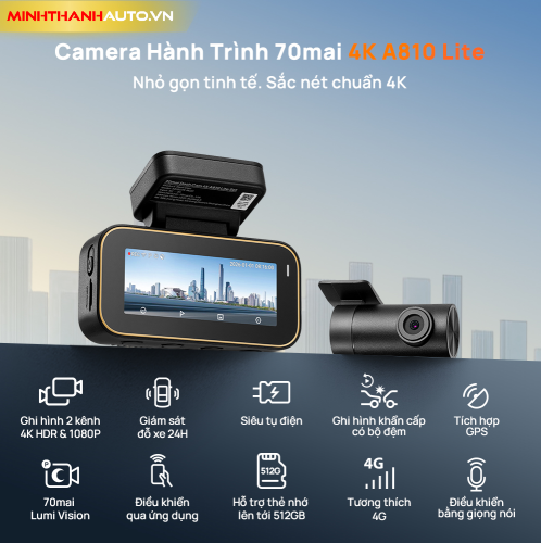 minh thanh auto tinh nang 70mai A810 lite phien ban gioi han chinh hang Tính năng Camera Hành Trình 70mai A810 Lite Chính Hãng Giá Rẻ