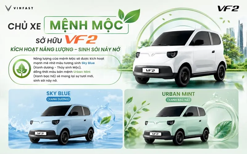 chon mau xe phong thuy menh moc vf2 minh thanh auto Chọn Màu Xe VinFast VF2 phù hợp chủ xe mệnh Mộc