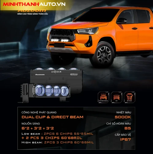 minh thanh auto thong tin chi tiet den gam aozoom extra 4 cao cap Chi tiết Đèn gầm Aozoom EXTRA 4 LED EXTRA LIGHTS chính hãng Thanh Hóa