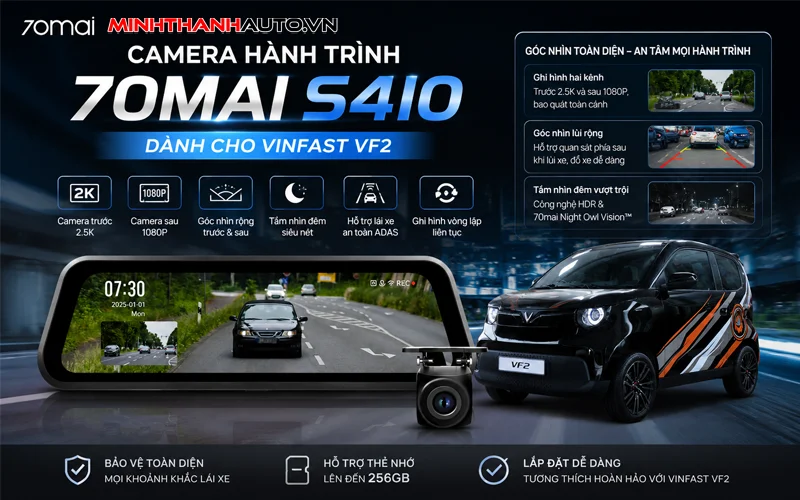 Camera Hanh Trinh 70mai S410 Cho Vinfast Vf2 Thanh Hoa