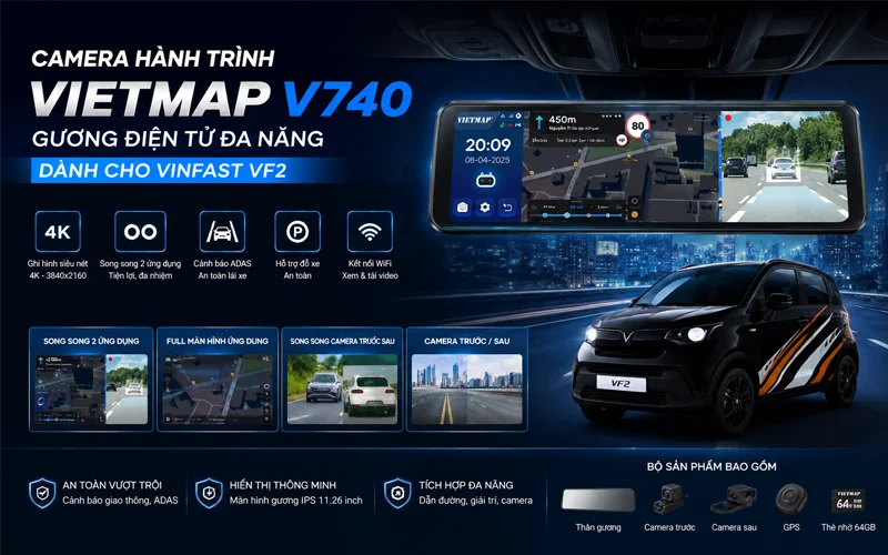 Camera Hanh Trinh Vietmap V740 Tinh Nang Danh Cho Vinfast Vf2