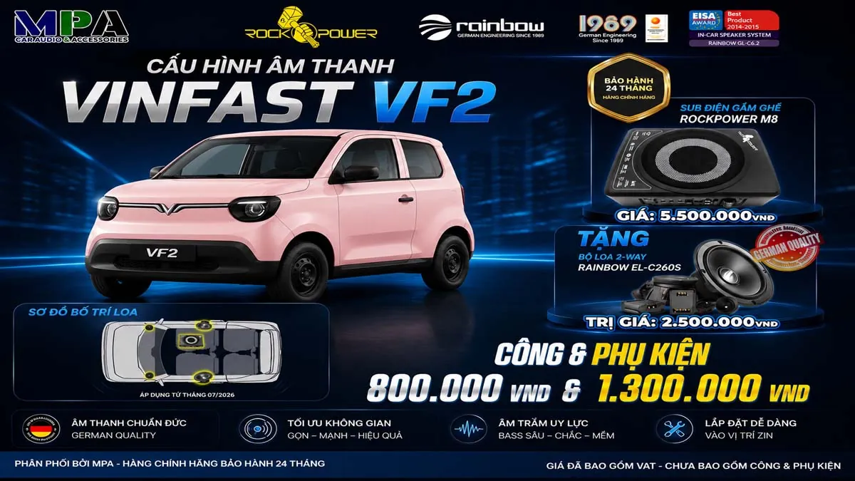 cau hinh am thanh vinfast vf2 va miniogreen sub dien gam ghe rockpower Cau Hinh Am Thanh Vinfast Vf2 Va Miniogreen Sub Dien Gam Ghe Rockpower