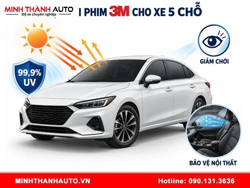 Dán phim cách nhiệt 3m xe 5 chỗ