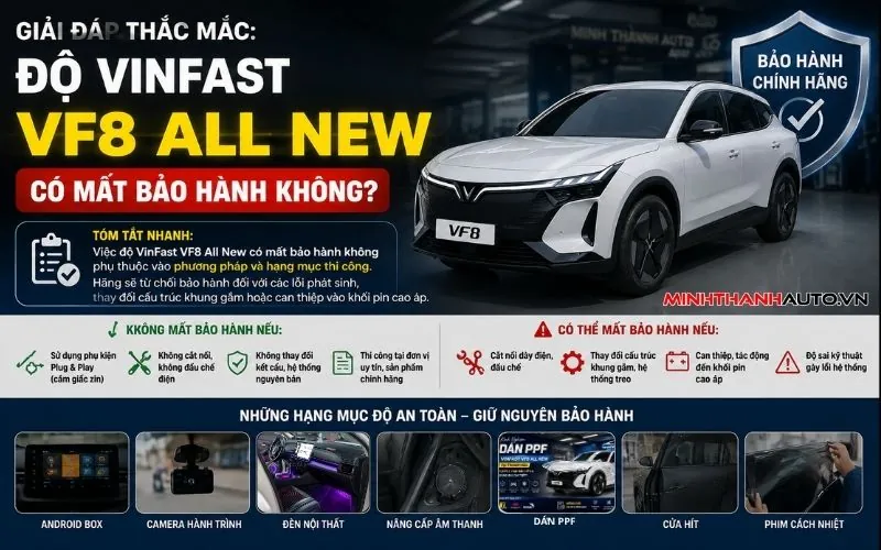 giai dap thac mac do vinfast vf8 all new co mat bao hanh khong Minh Thành Auto giải đáp thắc mắc độ Vinfast VF8 All New có mất bảo hành không