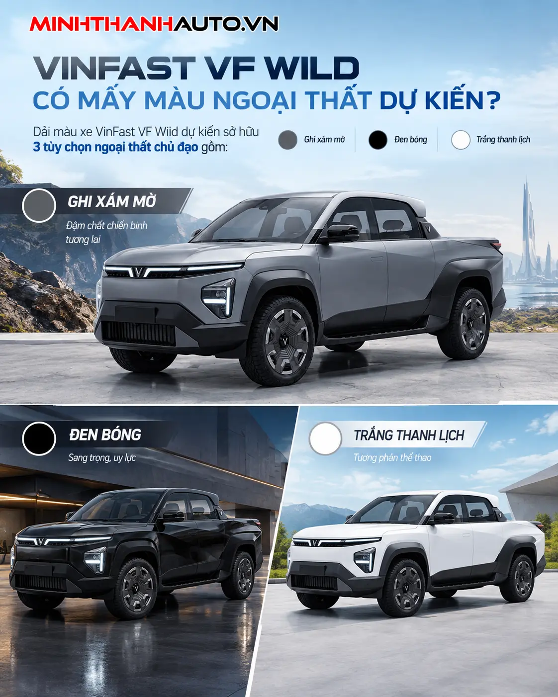vinfast vf wild co may mau ngoai that du kien Vinfast VF Wild Có Mấy Màu? Trong ảnh là các màu mà Minh Thành Auto tổng hợp từ các nguồn báo