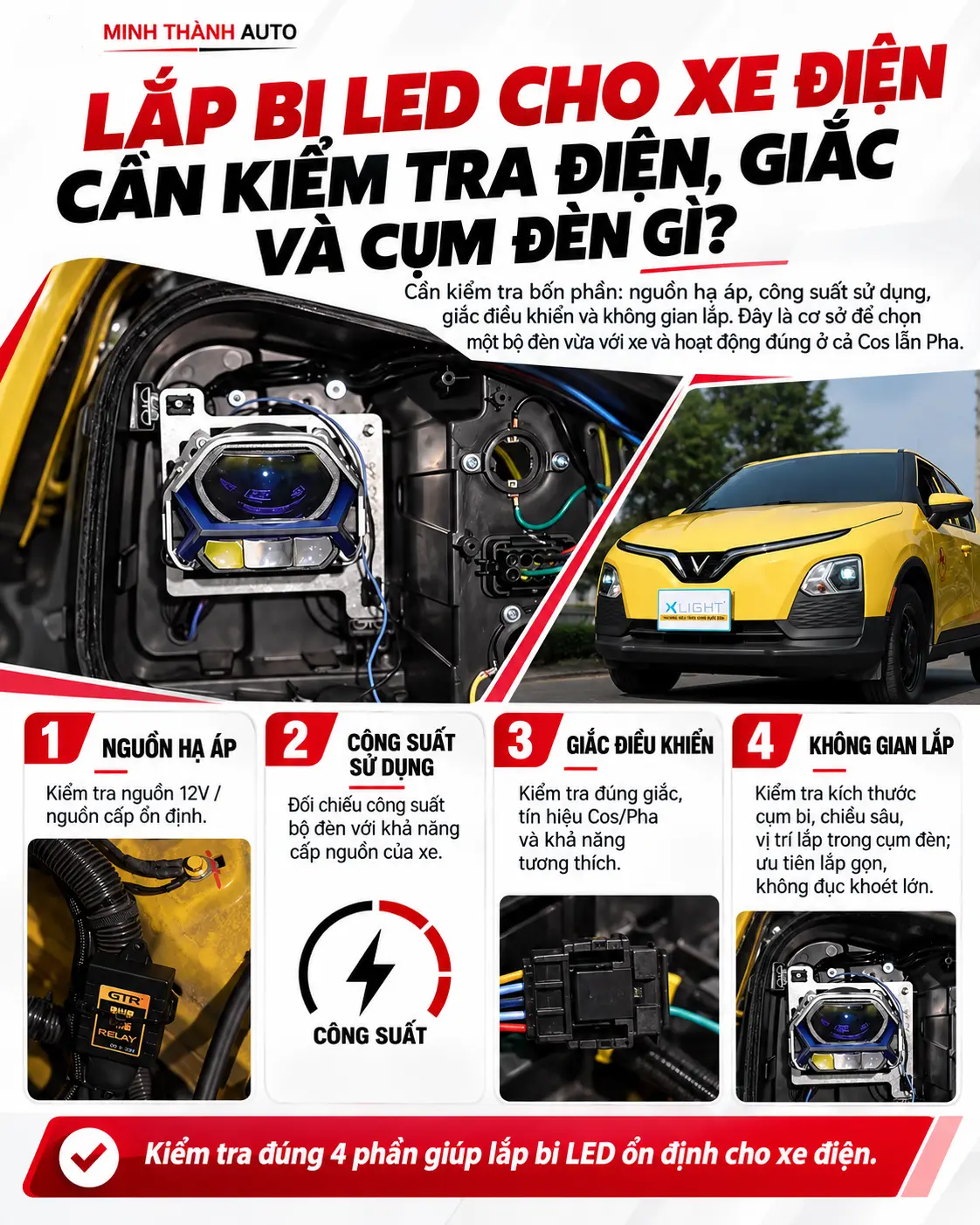 Lap Bi Led Cho Xe Dien Can Kiem Tra Dien Va Cum Den Gi