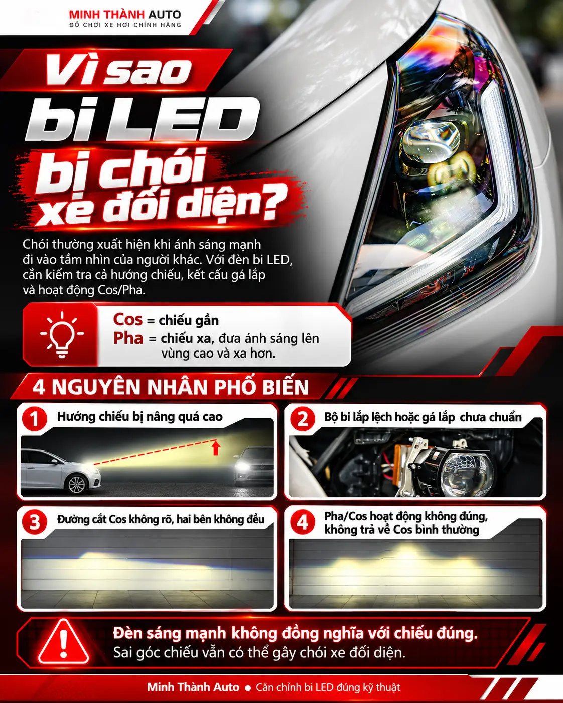 vi sao bi led bi choi xe doi dien Bi LED có gây chói không? Nguyên nhân làm chói xe